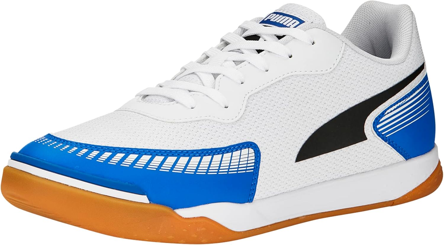 Мужские футбольные бутсы Puma Pressing III для футзала, белый/черный/синий
Мужские футбольные бутсы Puma Pressing III для футзала, белый/черный/синий