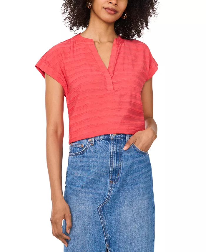 Женский топ с фактурной отделкой и разрезом на горловине, с короткими рукавами-капельками Vince Camuto, красный
Женский топ с фактурной отделкой и разрезом на горловине, с короткими рукавами-капельками Vince Camuto, красный