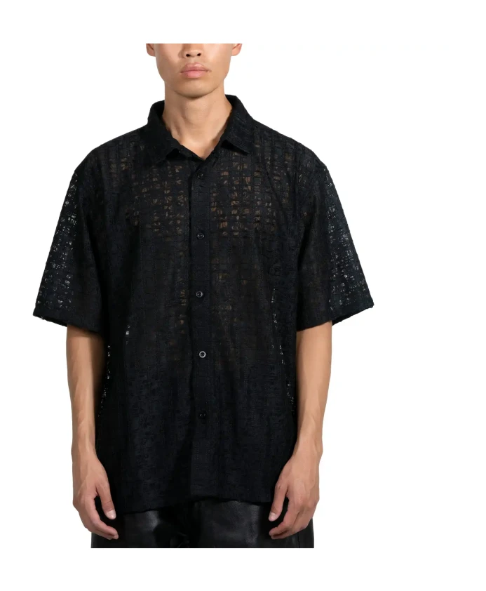 Черная кружевная рубашка на пуговицах Pleasures, черный
Черная кружевная рубашка на пуговицах Pleasures, черный