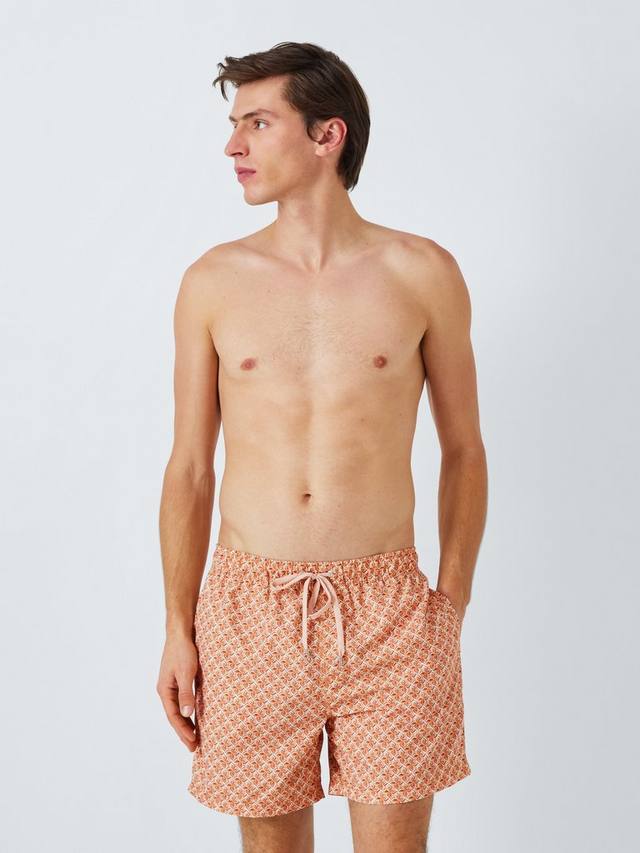 Переработанные плавательные шорты с геометрическим цветочным узором John Lewis, цвет Red Multi