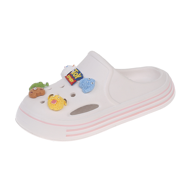 Детские тапочки с противоскользящей подошвой и защитой от ударов CAMKIDS, белый/розовый 
Детские тапочки с противоскользящей подошвой и защитой от ударов CAMKIDS, белый/розовый