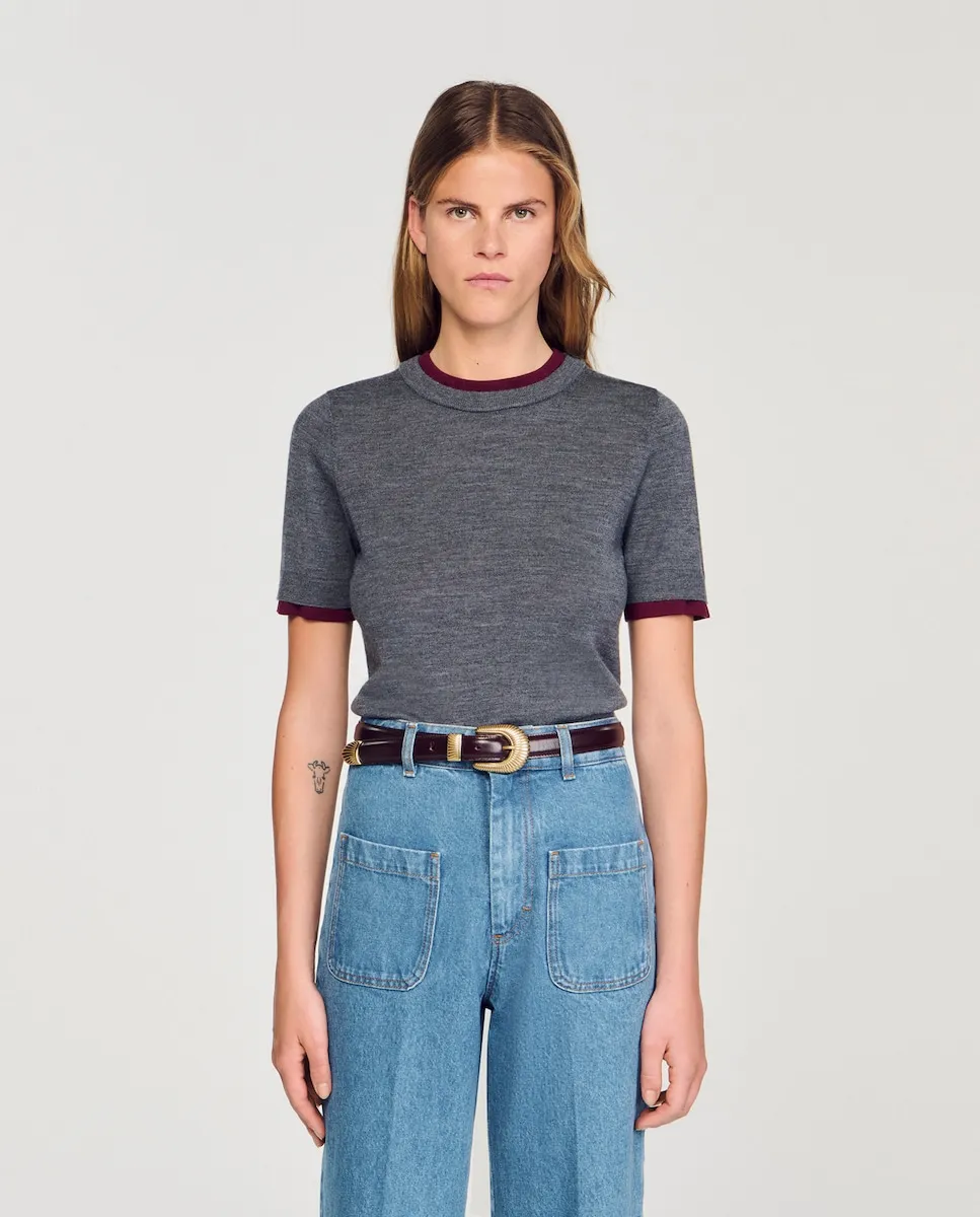 Женский укороченный двухцветный джемпер Sandro, серый
Женский укороченный двухцветный джемпер Sandro, серый