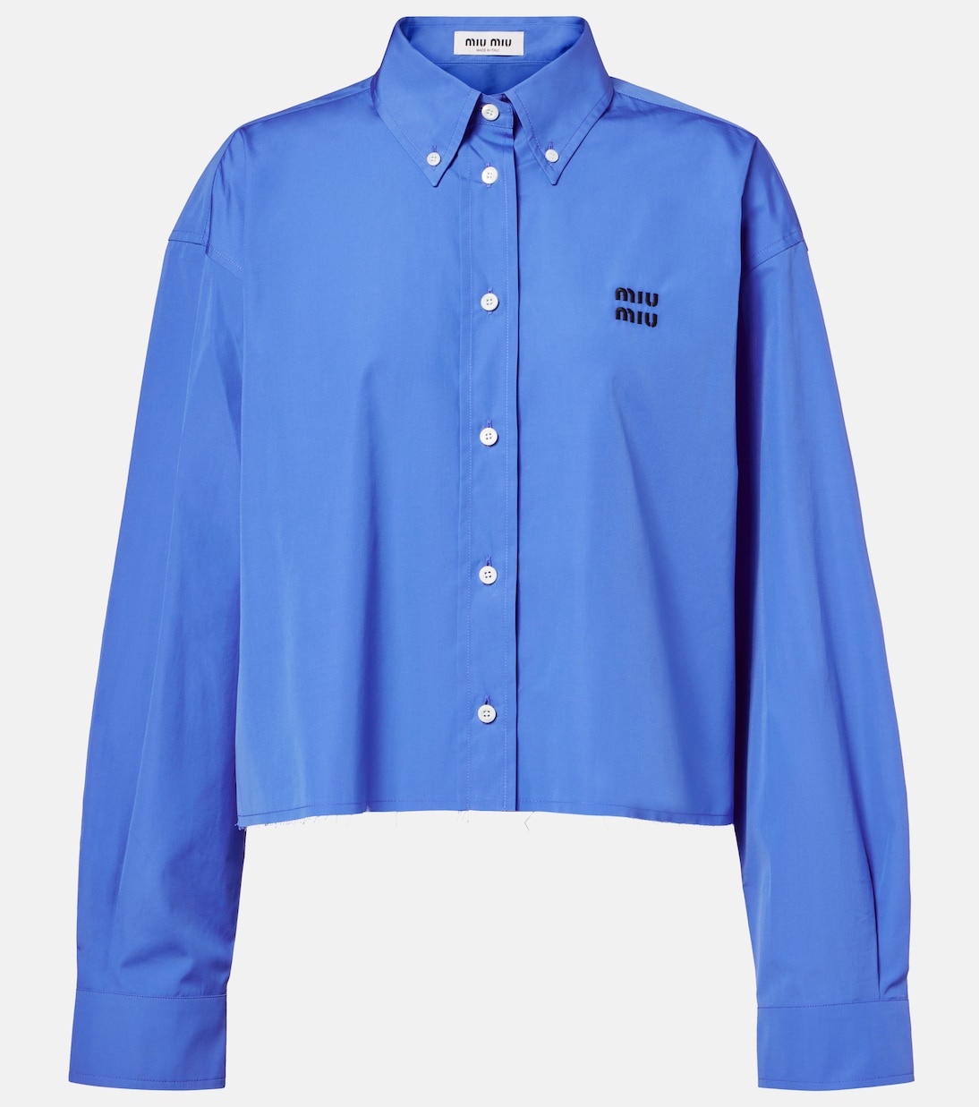 Укороченная рубашка из хлопкового поплина Miu Miu, светло-синий
Укороченная рубашка из хлопкового поплина Miu Miu, светло-синий