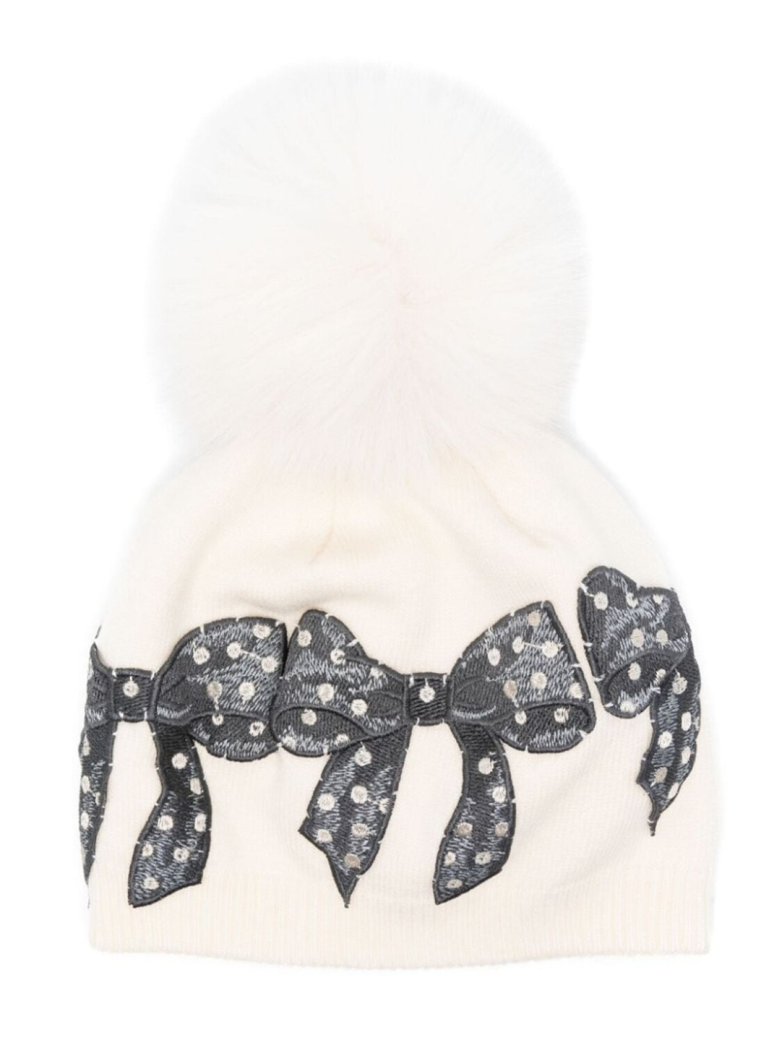 Monnalisa шапка бини с помпоном, нейтральный цвет 
Monnalisa шапка бини с помпоном, нейтральный цвет