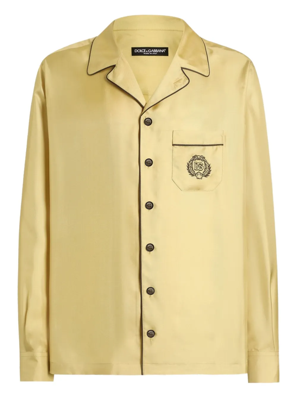 Атласная рубашка с вышитым логотипом Dolce & Gabbana, желтый
Атласная рубашка с вышитым логотипом Dolce & Gabbana, желтый