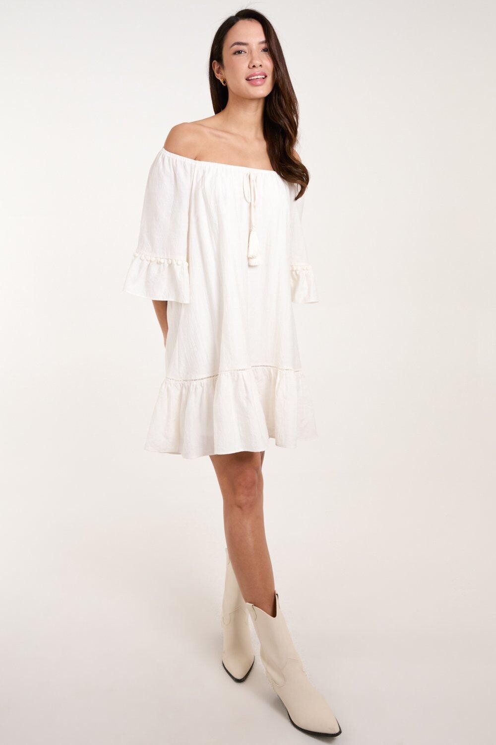 Платье-туника с открытыми плечами Blue Vanilla, белый
Платье-туника с открытыми плечами Blue Vanilla, белый