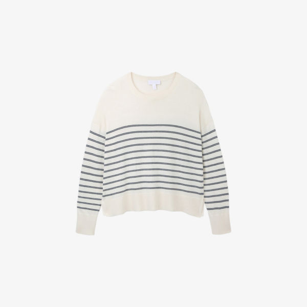 Джемпер The White Company из смесового хлопка с круглым вырезом в полоску, экрю
Джемпер The White Company из смесового хлопка с круглым вырезом в полоску, экрю