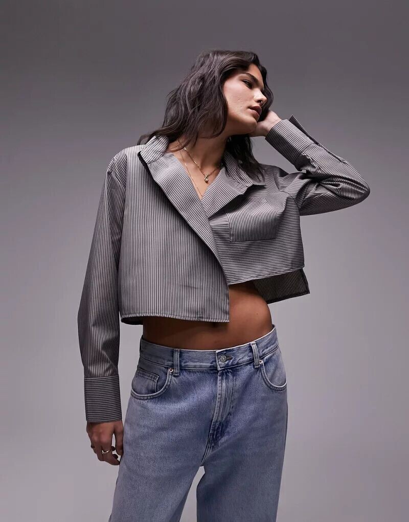 Укороченная блузка в полоску Topshop сине-бежевого цвета, Серый, Укороченная блузка в полоску Topshop сине-бежевого цвета
Укороченная блузка в полоску Topshop сине-бежевого цвета, Серый, Укороченная блузка в полоску Topshop сине-бежевого цвета