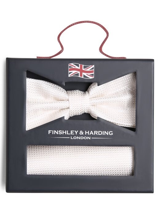 Шелковый галстук-бабочка и нагрудный платок Finshley & Harding London, экрю
Шелковый галстук-бабочка и нагрудный платок Finshley & Harding London, экрю