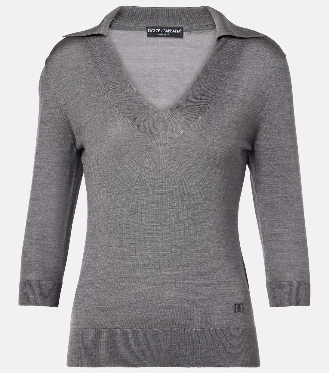 Шелковый свитер-поло Dolce&Gabbana, Grigio Piombo Scuro
Шелковый свитер-поло Dolce&Gabbana, Grigio Piombo Scuro