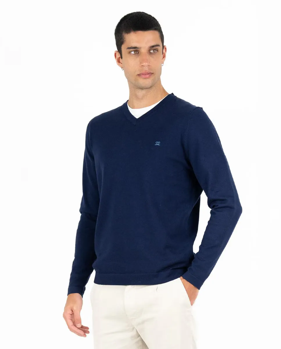 Мужской хлопковый свитер с V-образным вырезом Makarthy, темно-синий
Мужской хлопковый свитер с V-образным вырезом Makarthy, темно-синий