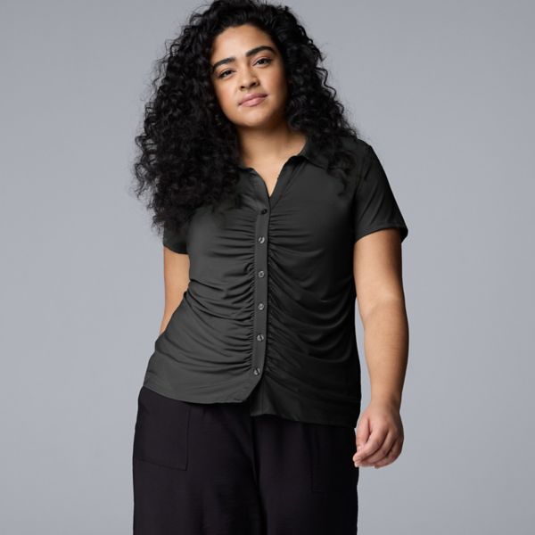 Рубашка больших размеров с рюшами спереди Simply Vera Vera Wang, черный
Рубашка больших размеров с рюшами спереди Simply Vera Vera Wang, черный