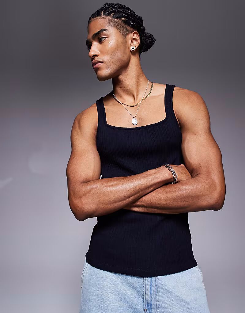 Майка ASOS DESIGN с квадратным вырезом и облегающим кроем из темно-синего фактурного рубчика
Майка ASOS DESIGN с квадратным вырезом и облегающим кроем из темно-синего фактурного рубчика