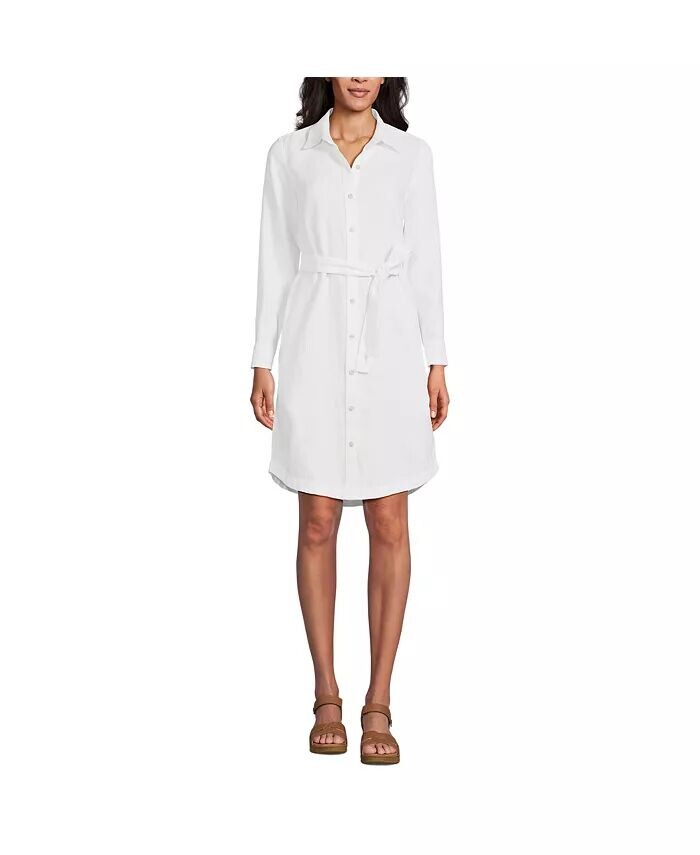 Женское льняное платье-рубашка с длинным рукавом Lands' End, белый
Женское льняное платье-рубашка с длинным рукавом Lands' End, белый