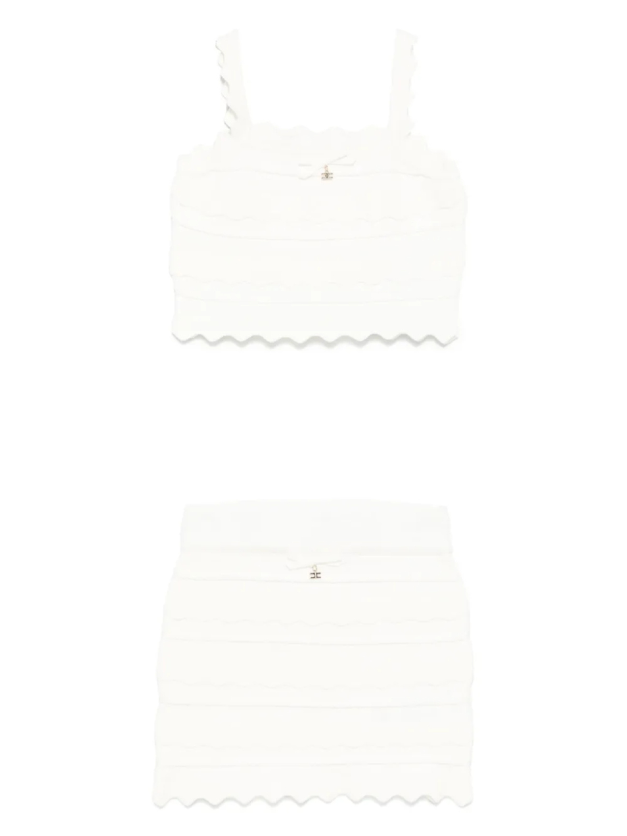 Elisabetta Franchi La Mia Bambina трикотажный комплект из топа и юбки, белый
Elisabetta Franchi La Mia Bambina трикотажный комплект из топа и юбки, белый