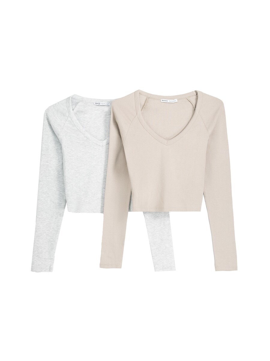 Рубашка Bershka, цвет Beige/mottled white 
Рубашка Bershka, цвет Beige/mottled white