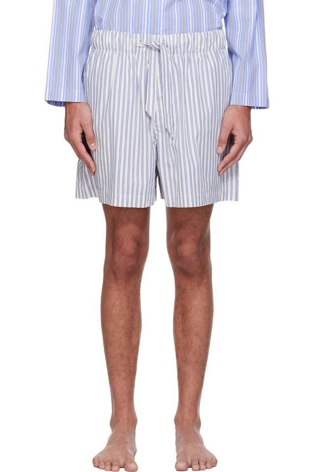 Tekla Пижамные шорты из белого и синего поплина
Tekla Пижамные шорты из белого и синего поплина