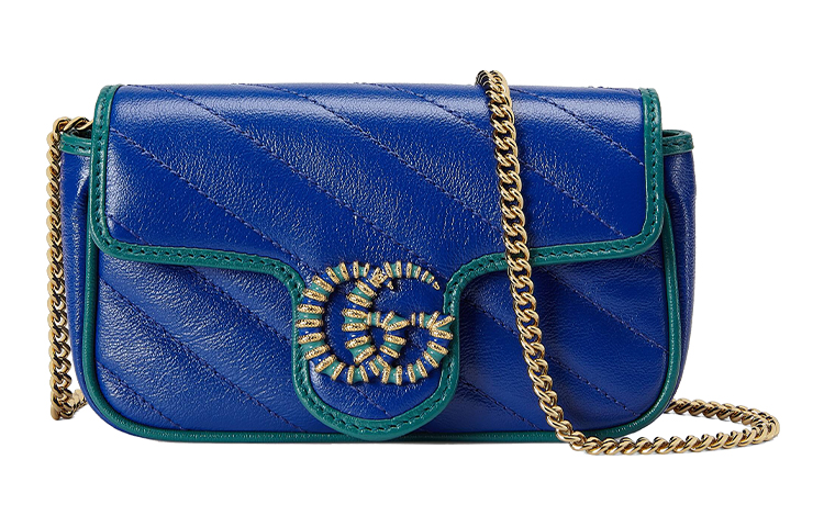 Сумка на цепочке GG Marmont из кожи экстра-мини через плечо женская синяя/сапфирово-зеленая GUCCI
Сумка на цепочке GG Marmont из кожи экстра-мини через плечо женская синяя/сапфирово-зеленая GUCCI