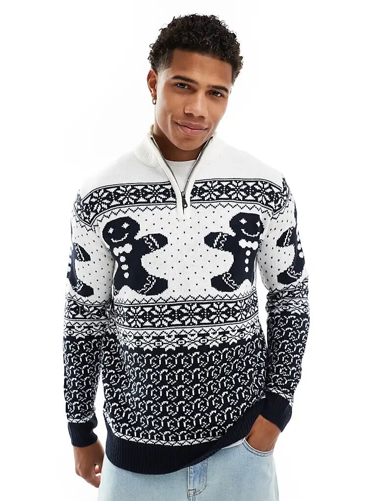 Рождественский джемпер на молнии белого цвета Brave Soul
Рождественский джемпер на молнии белого цвета Brave Soul