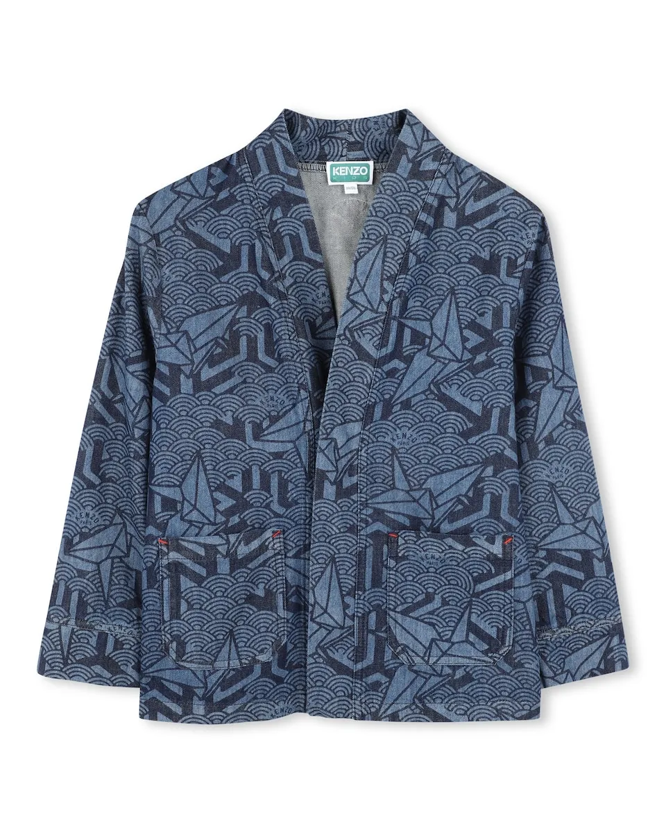 Джинсовая куртка для малыша с принтом и накладными карманами Kenzo Kids, синий
Джинсовая куртка для малыша с принтом и накладными карманами Kenzo Kids, синий