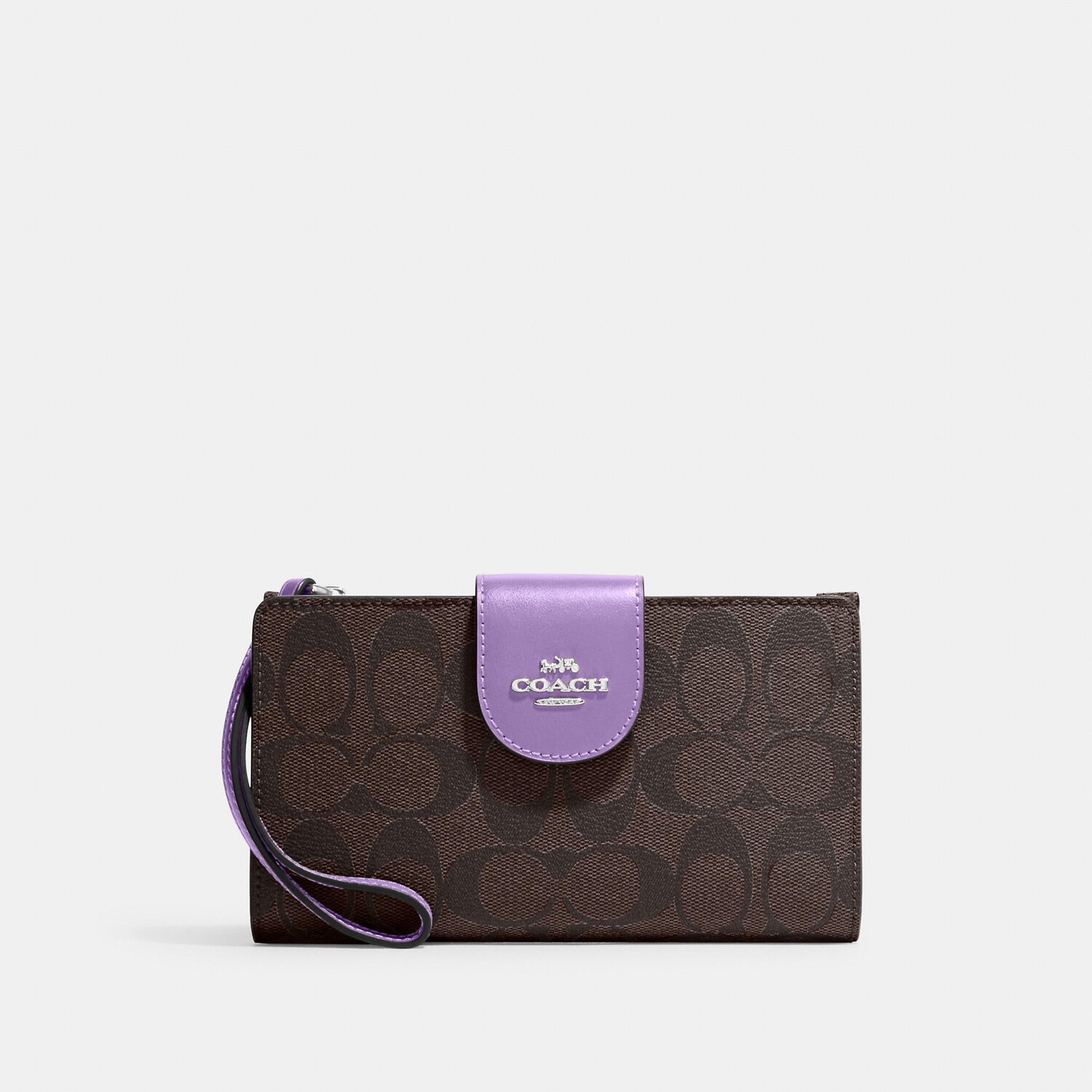 Кошелек для телефона Coach Outlet Tech из канвы с цветными блоками и подписью, цвет Silver/Brown/Iris
Кошелек для телефона Coach Outlet Tech из канвы с цветными блоками и подписью, цвет Silver/Brown/Iris