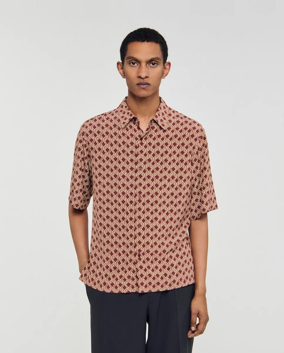 Мужская рубашка с принтом в виде веревки Sandro, коричневый
Мужская рубашка с принтом в виде веревки Sandro, коричневый