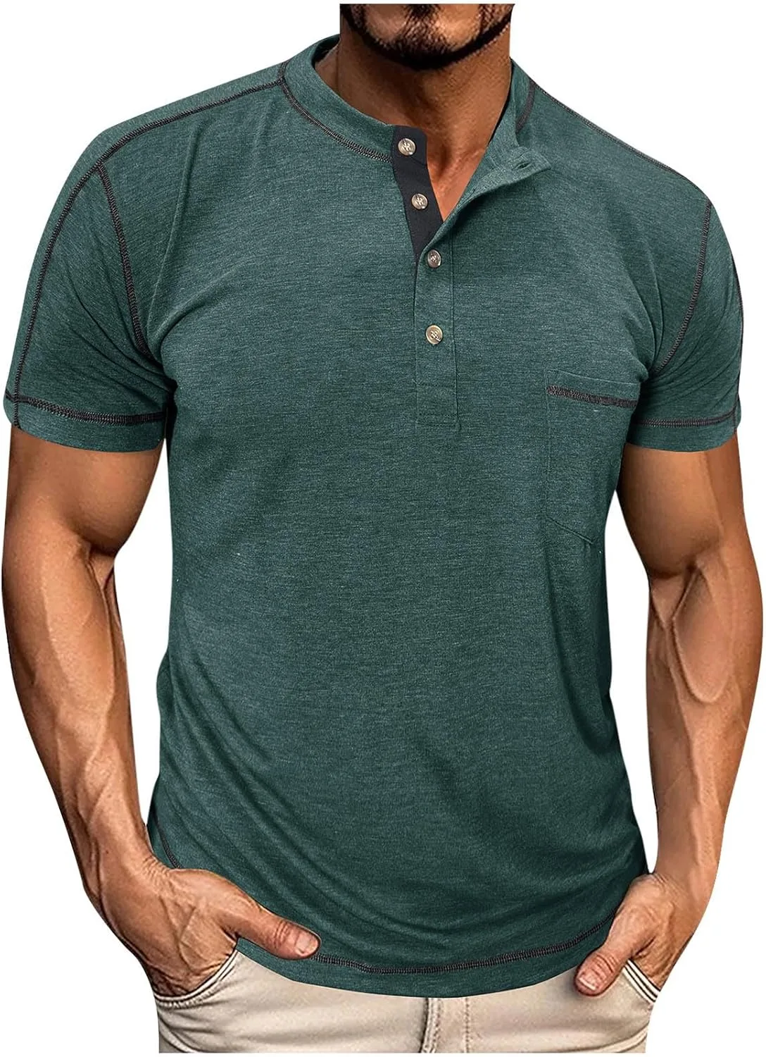 Мужская футболка хенли для тренировок с пуговицами, расслабленного кроя
Мужская футболка хенли для тренировок с пуговицами, расслабленного кроя