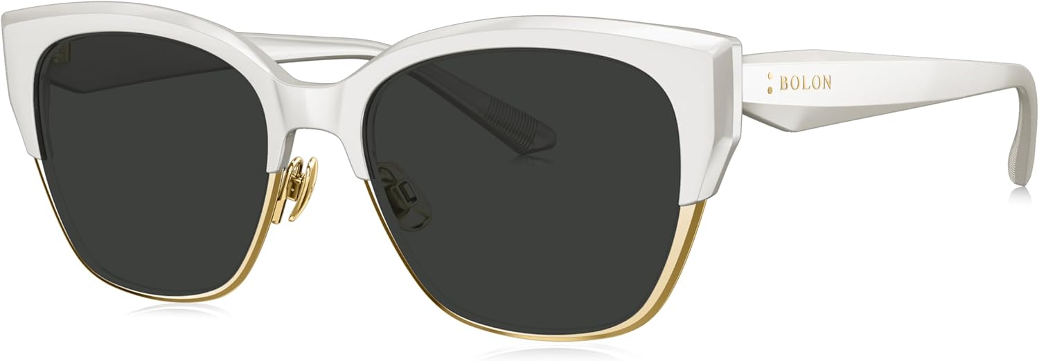 Стильные женские поляризованные солнцезащитные очки BOLON в форме «кошачьих глаз» с оправой «бровь», модель BL6110, Дубай, 55 мм, эксклюзивный бренд очков EssilorLuxottica, Gold & Ivory White/Grey Polarized
Стильные женские поляризованные солнцезащитные очки BOLON в форме «кошачьих глаз» с оправой «бровь», модель BL6110, Дубай, 55 мм, эксклюзивный бренд очков EssilorLuxottica, Gold & Ivory White/Grey Polarized