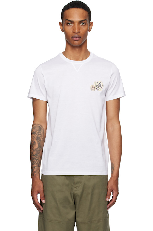 Футболка из хлопка с двойным логотипом Moncler, белый
Футболка из хлопка с двойным логотипом Moncler, белый