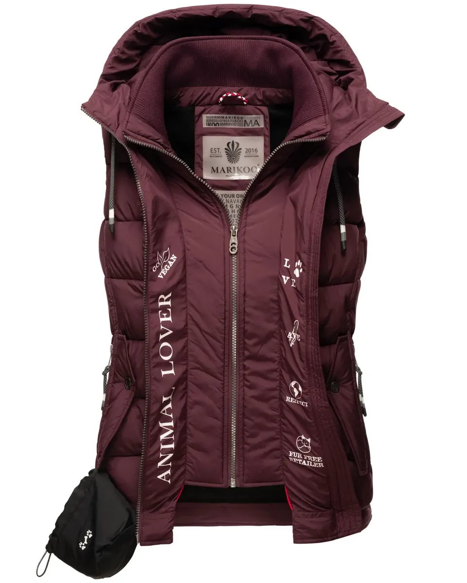 Стеганый жилет Marikoo "Тайсаа" с мешочком для лакомств, цвет Weinrot
Стеганый жилет Marikoo "Тайсаа" с мешочком для лакомств, цвет Weinrot