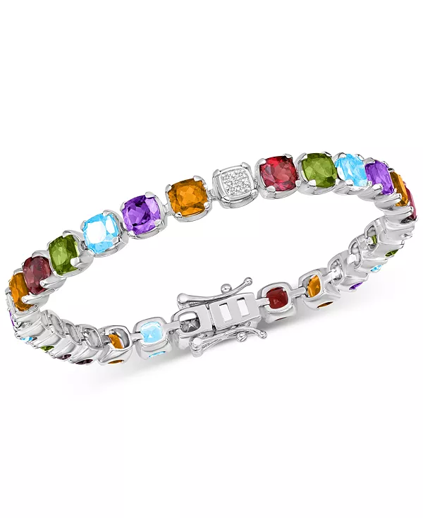 Теннисный браслет-подушка из стерлингового серебра с несколькими драгоценными камнями (14-1/2 карата) и бриллиантами (1/8 карата) Macy'S, ss
Теннисный браслет-подушка из стерлингового серебра с несколькими драгоценными камнями (14-1/2 карата) и бриллиантами (1/8 карата) Macy'S, ss