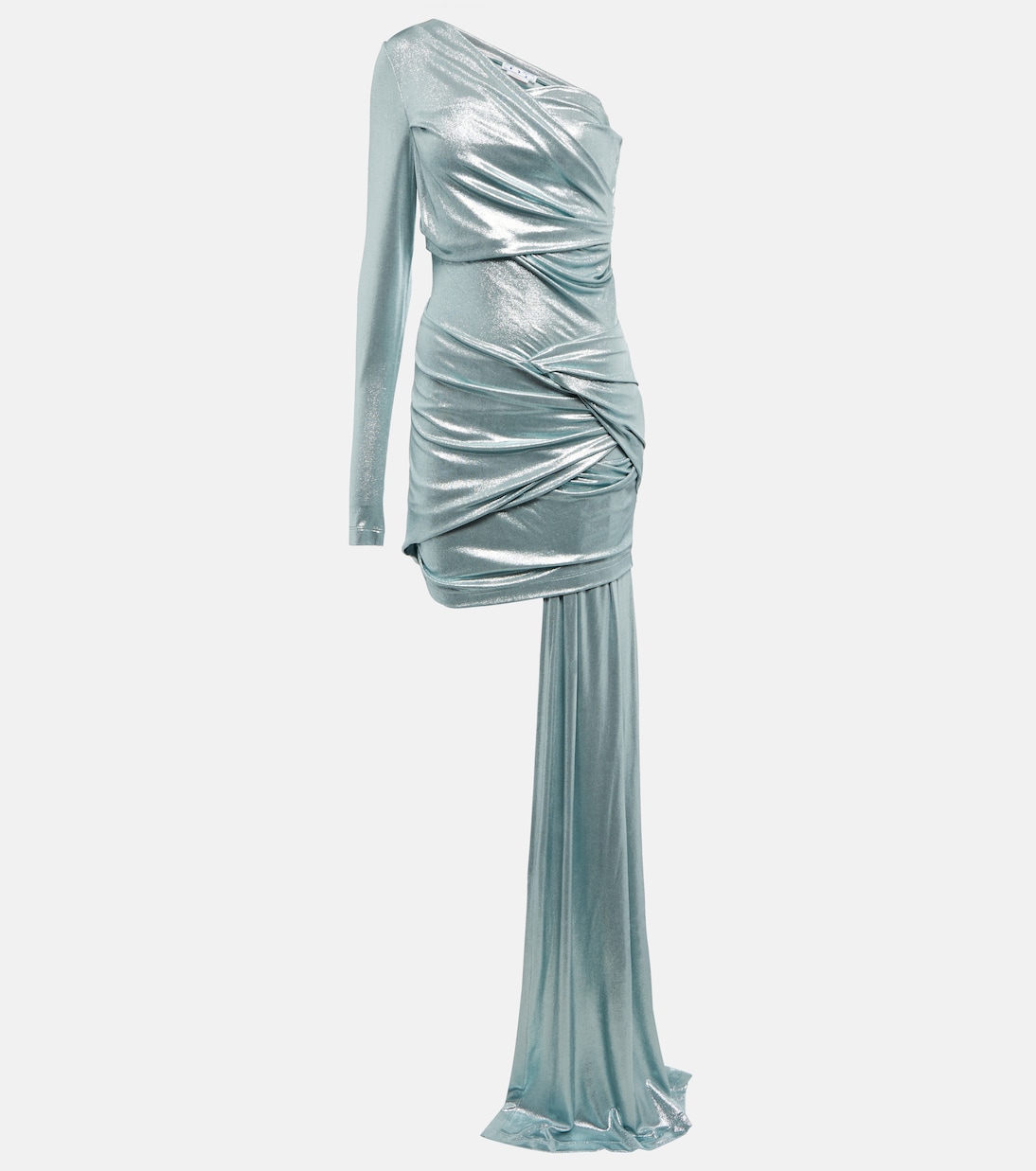 Асимметричное мини-платье из джерси Off-White, серебряный 
Асимметричное мини-платье из джерси Off-White, серебряный