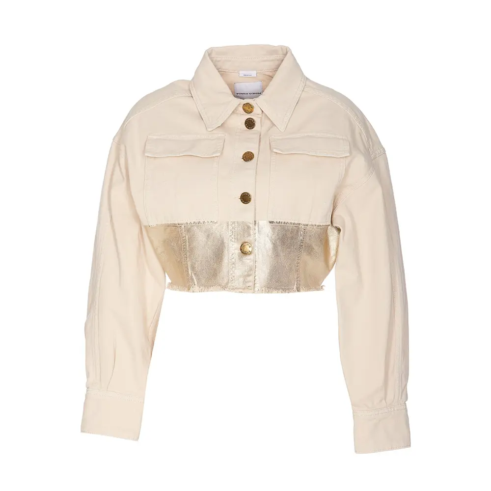 PINKO Металлизированная джинсовая куртка с панелями, Beige
PINKO Металлизированная джинсовая куртка с панелями, Beige
