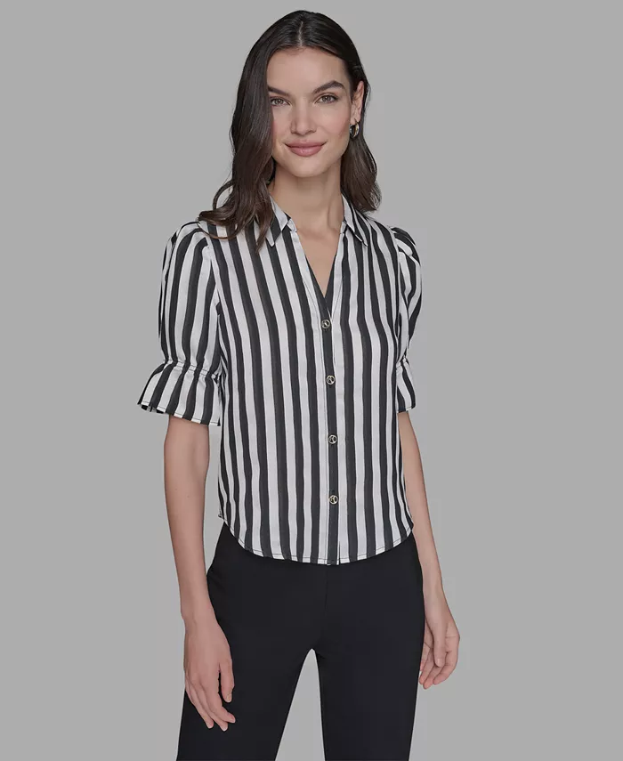 Рубашка Petite в полоску с рукавами-фонариками KARL LAGERFELD PARIS, серый
Рубашка Petite в полоску с рукавами-фонариками KARL LAGERFELD PARIS, серый