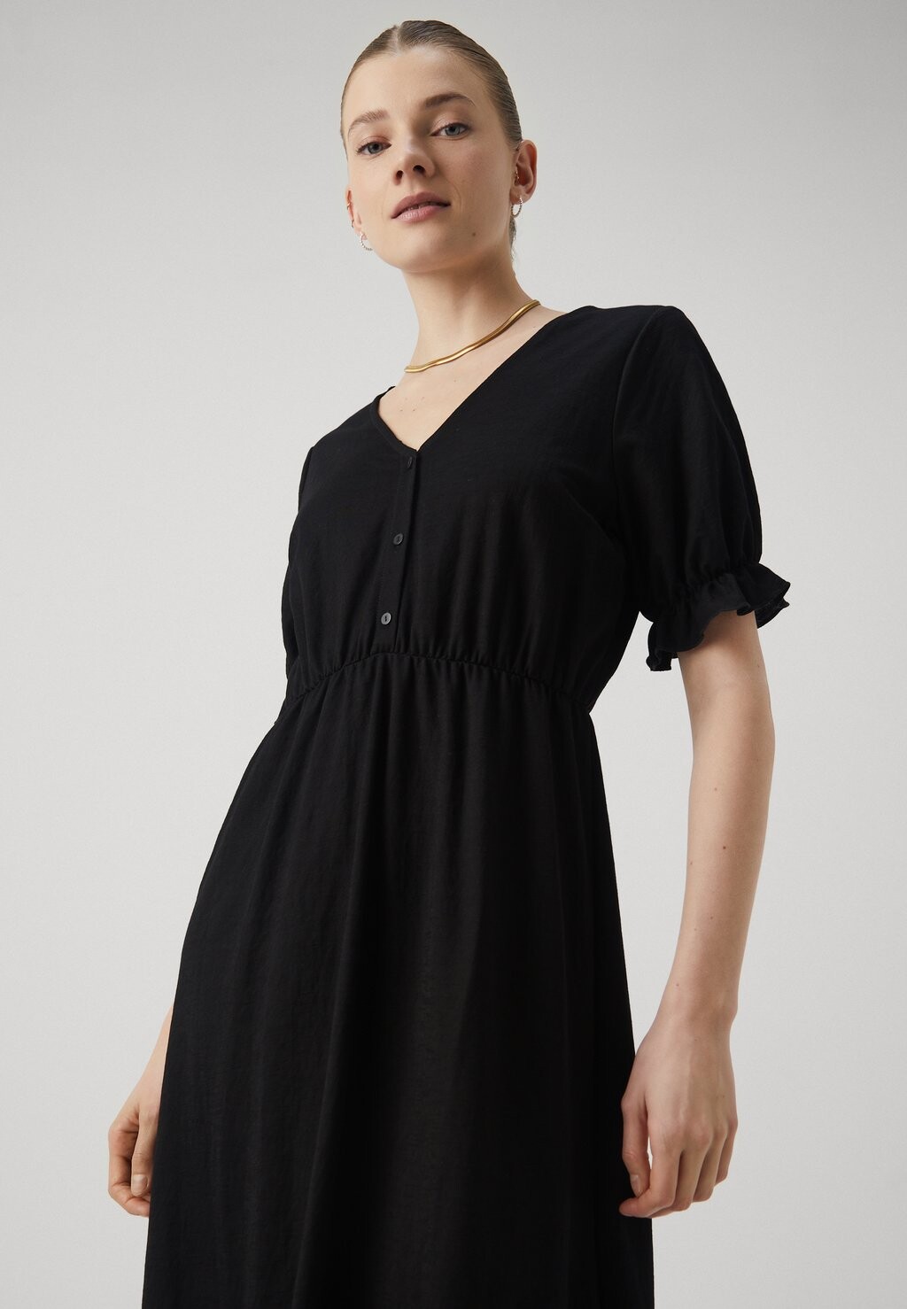 Платье макси Pckinda Long Dress Pieces, черное 
Платье макси Pckinda Long Dress Pieces, черное