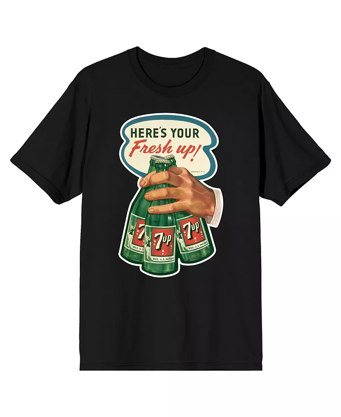 Мужская футболка Here's your Fresh Up! с принтом руки с тремя бутылками зеленого лимонада черная с короткими рукавами для взрослых 7Up
Мужская футболка Here's your Fresh Up! с принтом руки с тремя бутылками зеленого лимонада черная с короткими рукавами для взрослых 7Up