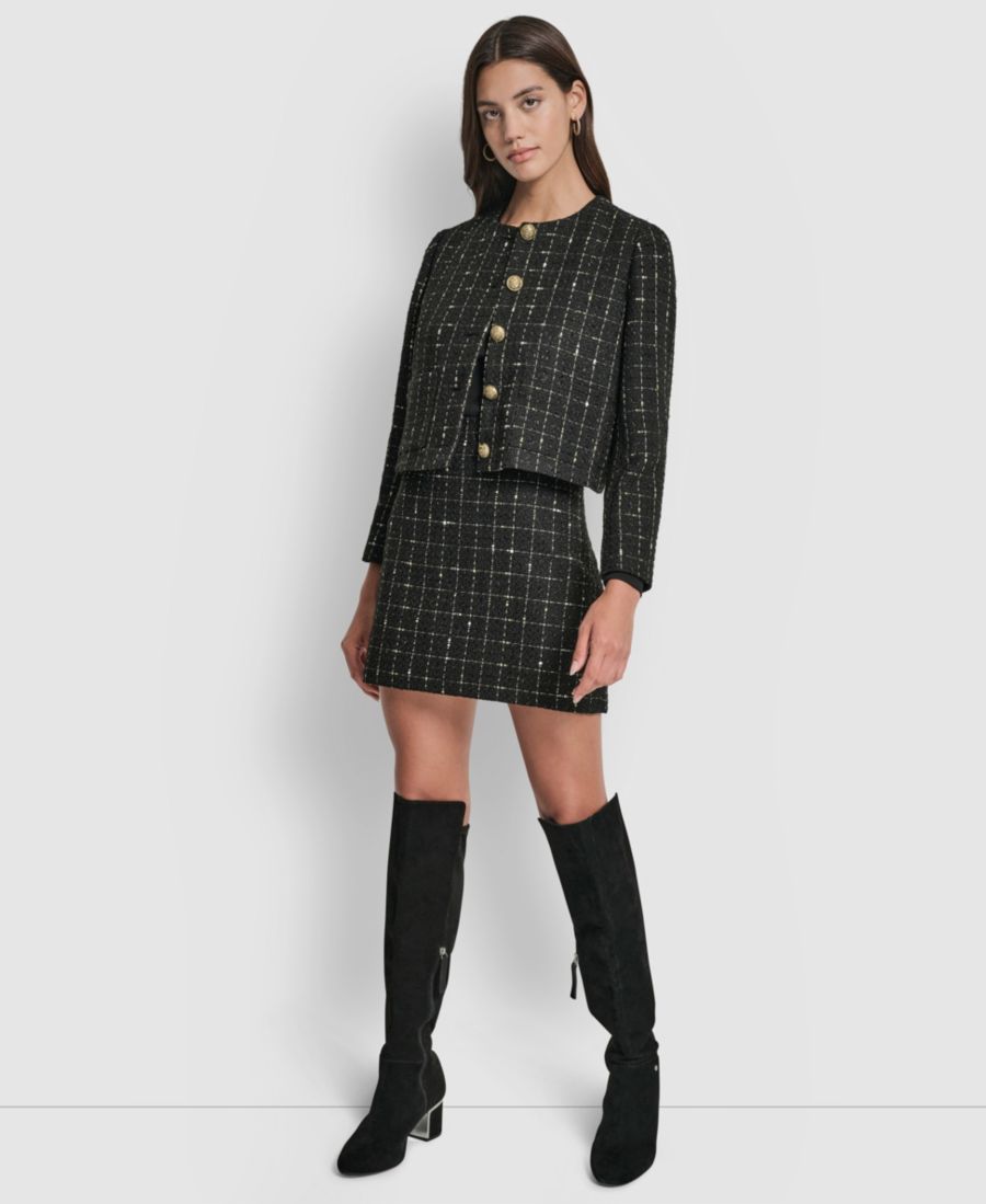 Женская мини-юбка с вытачками на спине DKNY Jeans, Black/Golld Windowpane Boucle
Женская мини-юбка с вытачками на спине DKNY Jeans, Black/Golld Windowpane Boucle