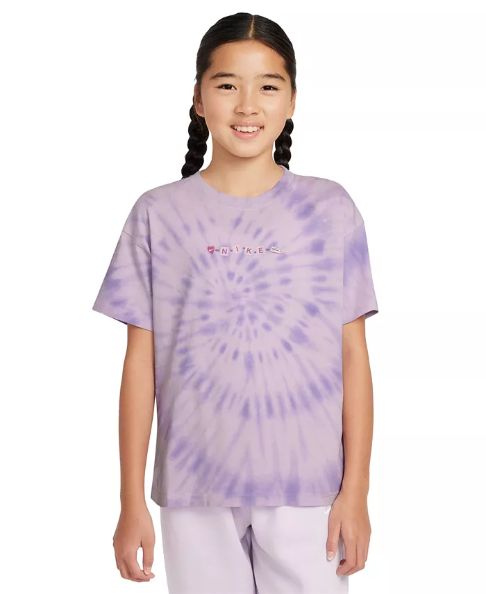 Футболка с круглым вырезом и эффектом тай-дай для девочек старшего возраста Nike, фиолетовый
Футболка с круглым вырезом и эффектом тай-дай для девочек старшего возраста Nike, фиолетовый