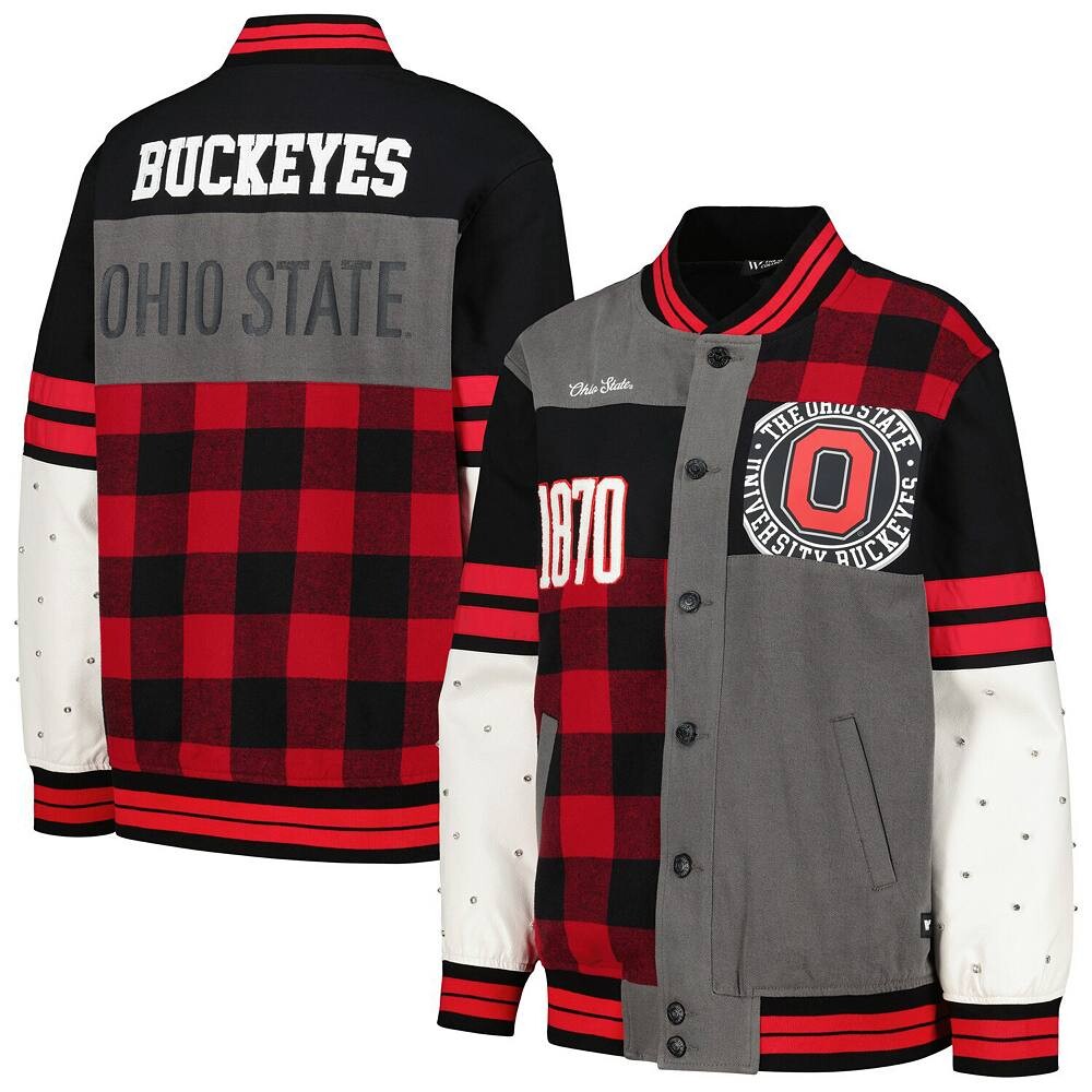 Женская черная винтажная куртка-бомбер на пуговицах The Wild Collective Ohio State Buckeyes, цвет Osu Black
Женская черная винтажная куртка-бомбер на пуговицах The Wild Collective Ohio State Buckeyes, цвет Osu Black