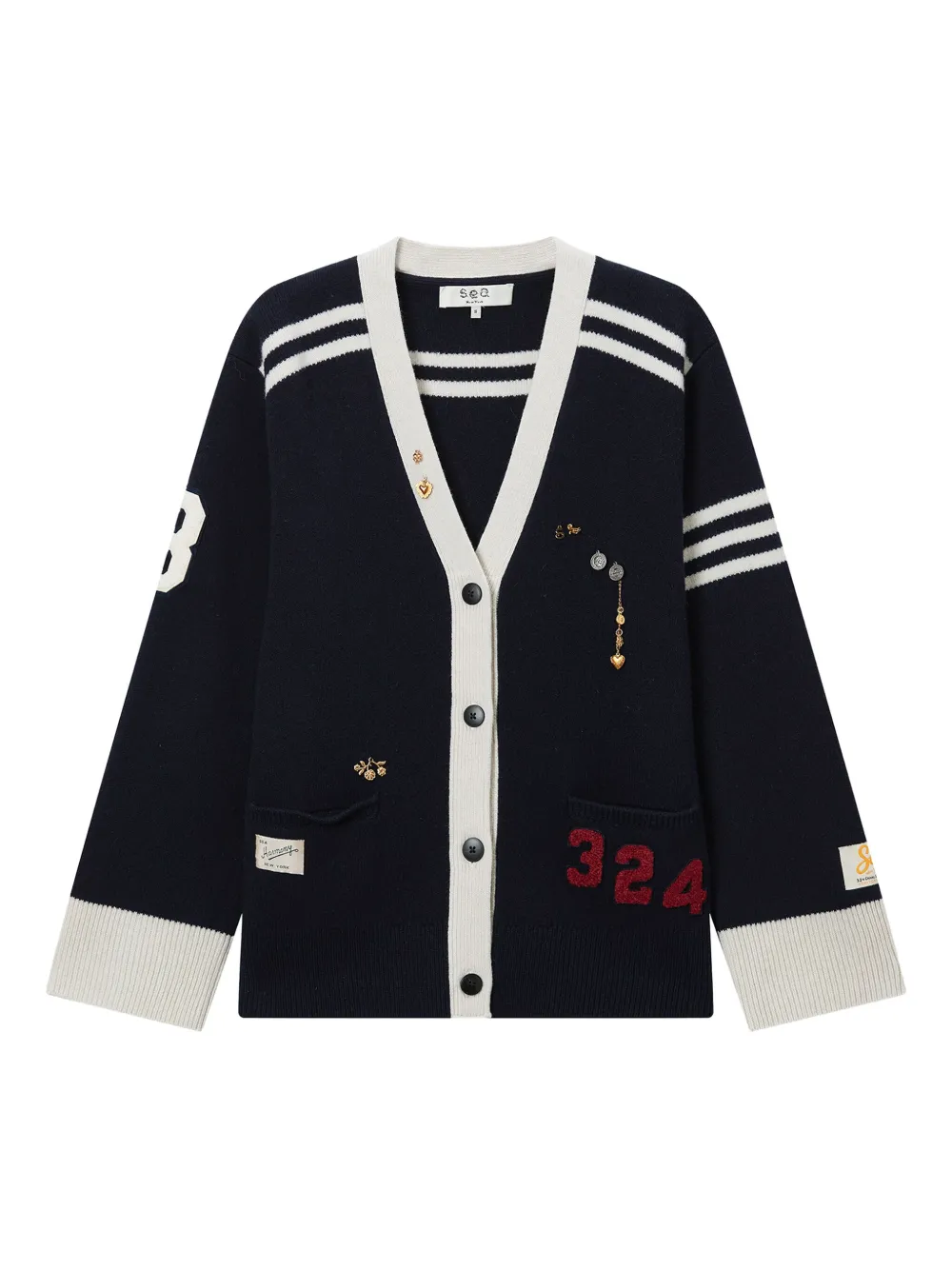 Кардиган в полоску с украшениями Sea, синий
Кардиган в полоску с украшениями Sea, синий