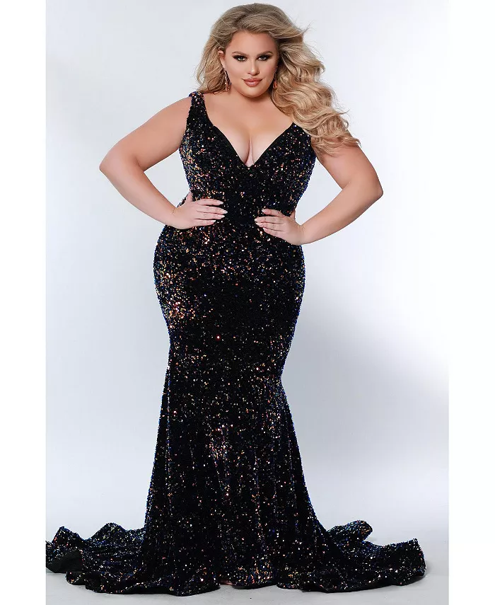 Женское бархатное вечернее платье силуэта «русалка» с V-образным вырезом Johnathan Kayne for Sydney's Closet, мультиколор
Женское бархатное вечернее платье силуэта «русалка» с V-образным вырезом Johnathan Kayne for Sydney's Closet, мультиколор