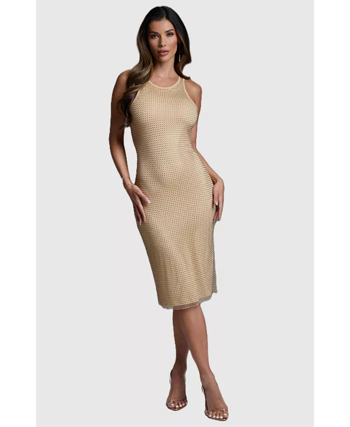 Женское платье-майка с кристаллами и сеткой Bebe, золотой
Женское платье-майка с кристаллами и сеткой Bebe, золотой
