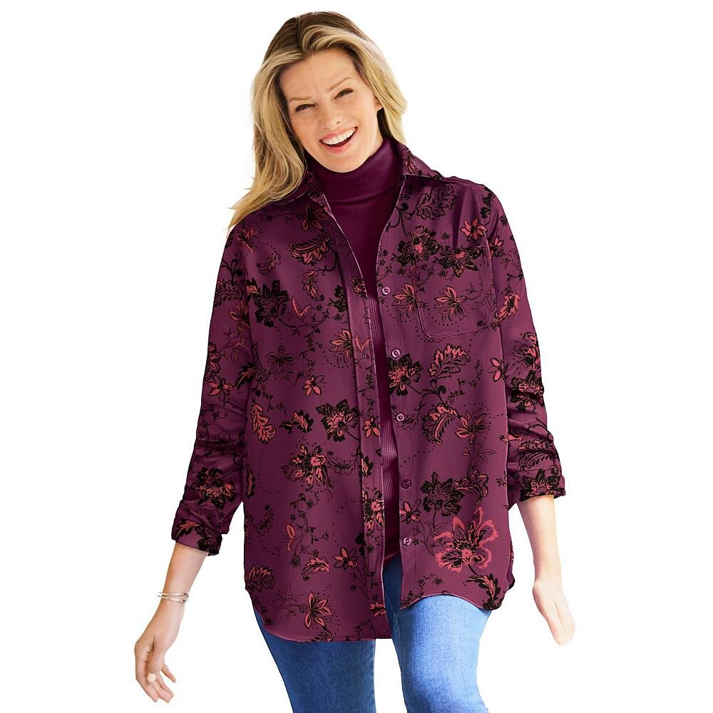 Женщина в женской рубашке из мягкой замши из молескина больших размеров Woman Within, цвет Deep Claret Sketched
Женщина в женской рубашке из мягкой замши из молескина больших размеров Woman Within, цвет Deep Claret Sketched