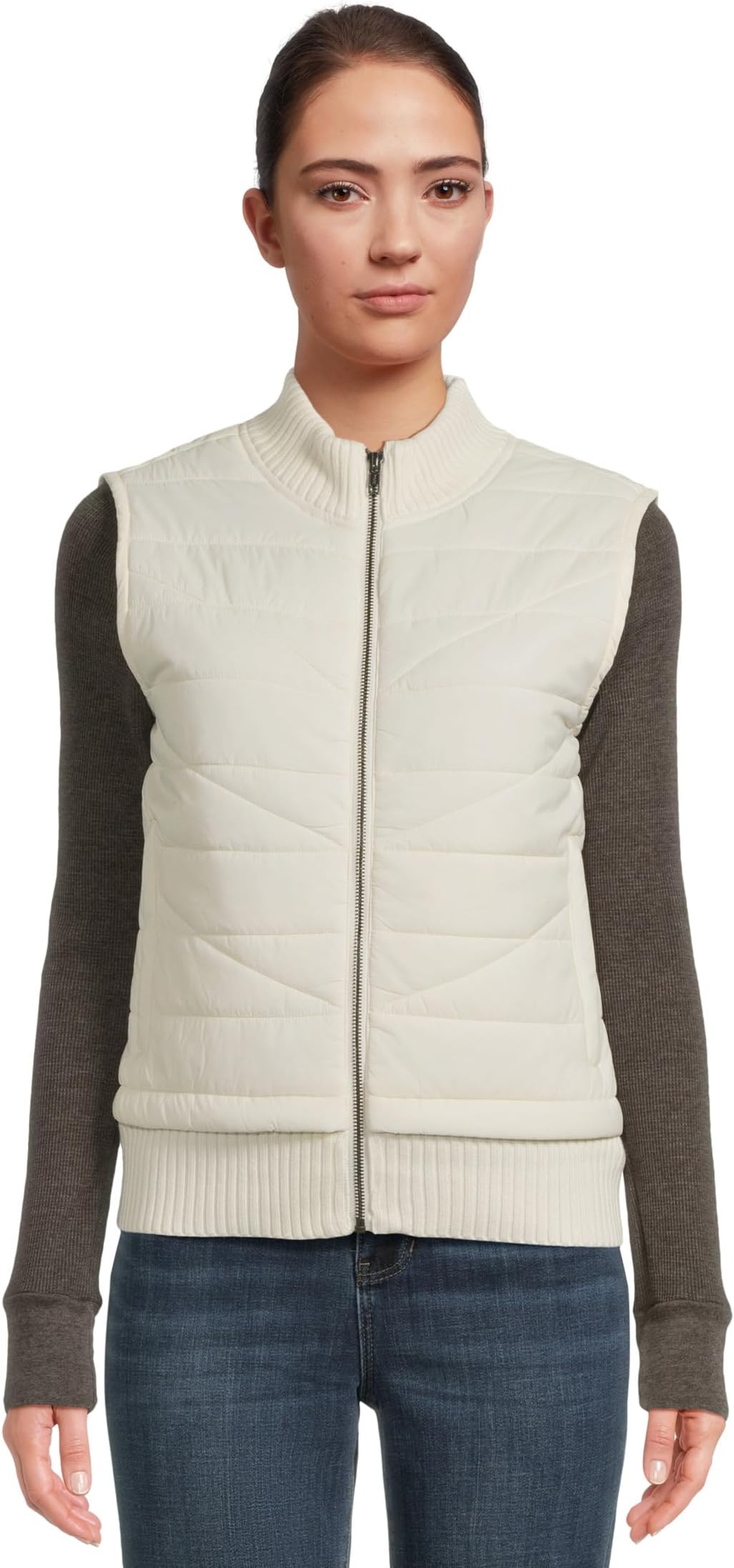 Женский миниатюрный стеганый жилет без рукавов с застежкой-молнией спереди Liverpool Los Angeles, Porcelain
Женский миниатюрный стеганый жилет без рукавов с застежкой-молнией спереди Liverpool Los Angeles, Porcelain