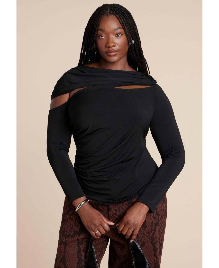 Женский топ с асимметричным вырезом ELOQUII, Black onyx
Женский топ с асимметричным вырезом ELOQUII, Black onyx