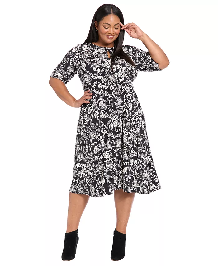 Платье больших размеров с вырезом-замочной скважиной London Times, черный
Платье больших размеров с вырезом-замочной скважиной London Times, черный