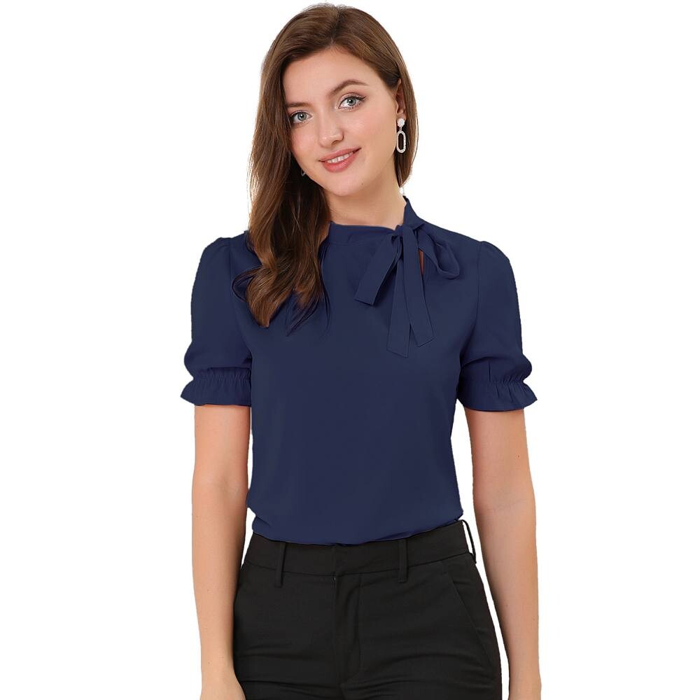 Женские топы с галстуком-бабочкой, элегантная офисная блузка с короткими рукавами ALLEGRA K, цвет Dark Blue
Женские топы с галстуком-бабочкой, элегантная офисная блузка с короткими рукавами ALLEGRA K, цвет Dark Blue
