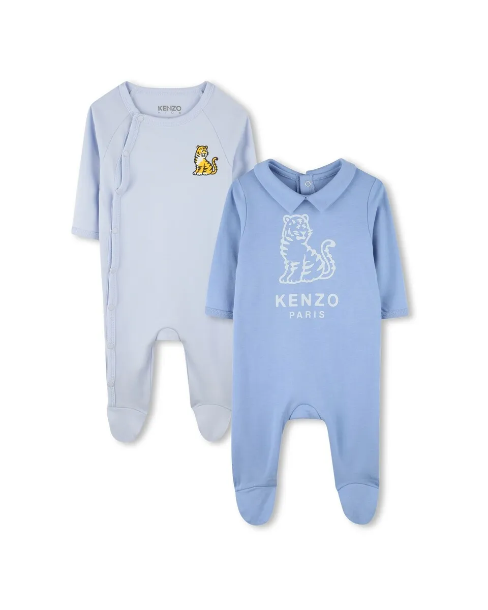Упаковка из 2 детских пижам 100% хлопок с длинным рукавом Kenzo Kids, голубой 
Упаковка из 2 детских пижам 100% хлопок с длинным рукавом Kenzo Kids, голубой
