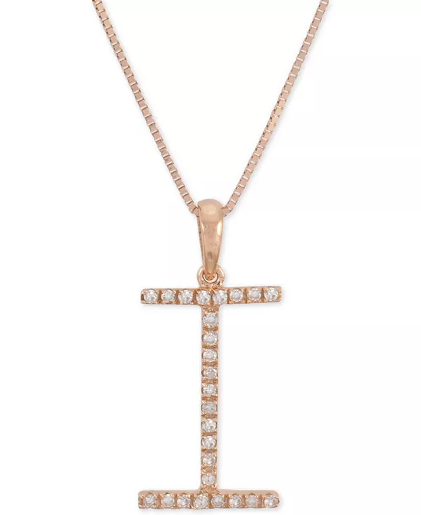 Ожерелье с кулоном-инициалом из 10-каратного розового золота с бриллиантом (1/10 карата), длина 16 дюймов + удлинитель 2 дюйма Macy'S, i