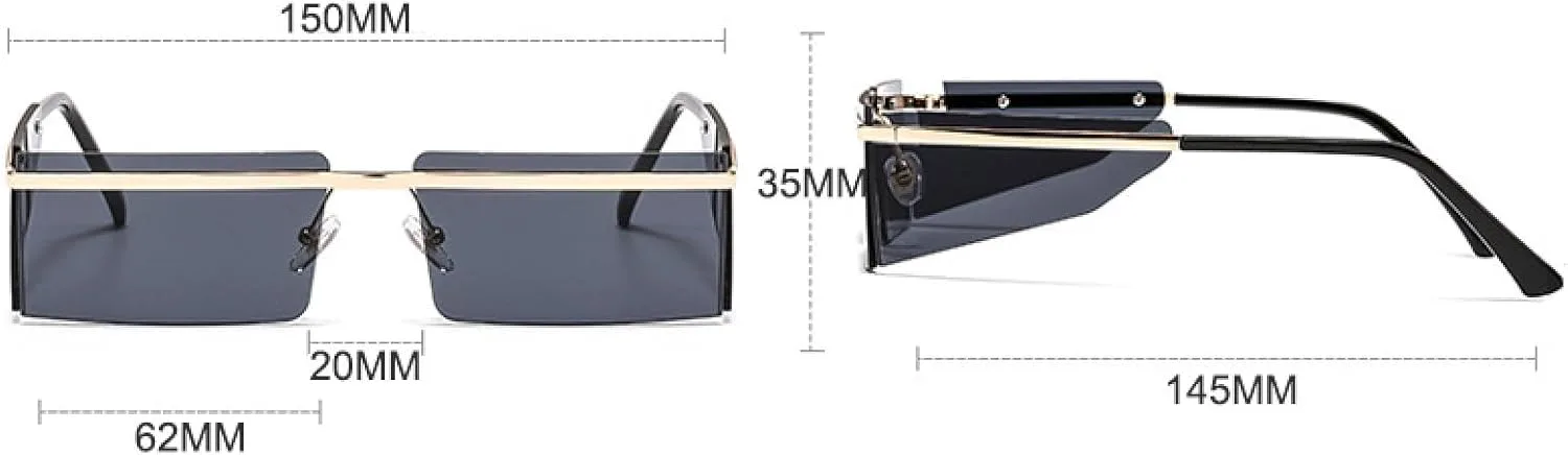 Маленькие солнцезащитные очки без оправы для женщин, модные панк-очки для мужчин, ретро-очки, прямоугольные очки, защита от УФ-излучения UV400 VVTWSSW, C5 Gold-blue
Маленькие солнцезащитные очки без оправы для женщин, модные панк-очки для мужчин, ретро-очки, прямоугольные очки, защита от УФ-излучения UV400 VVTWSSW, C5 Gold-blue